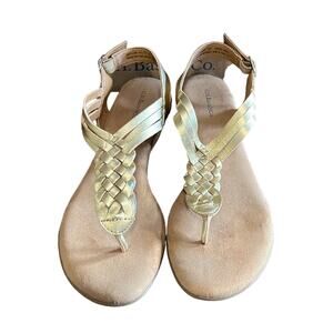 G.H. Bass & Co Liliana 9M Gold Braided Sandals Thong Comfort